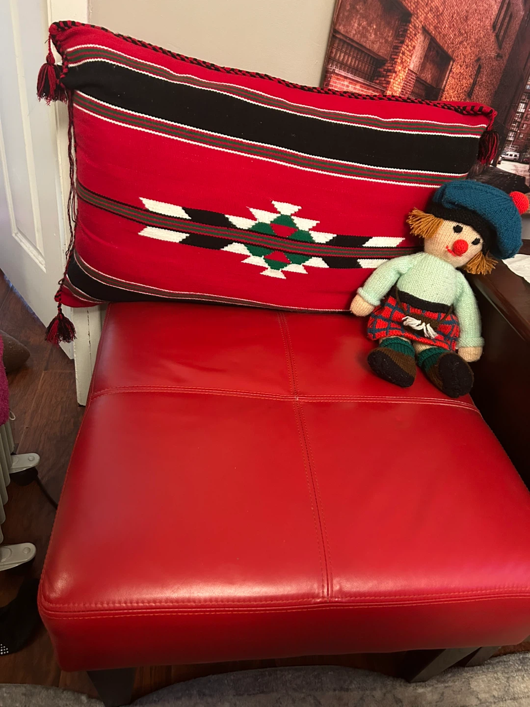 Decorative Pillow with Tassels and Tartan Doll - photo 3