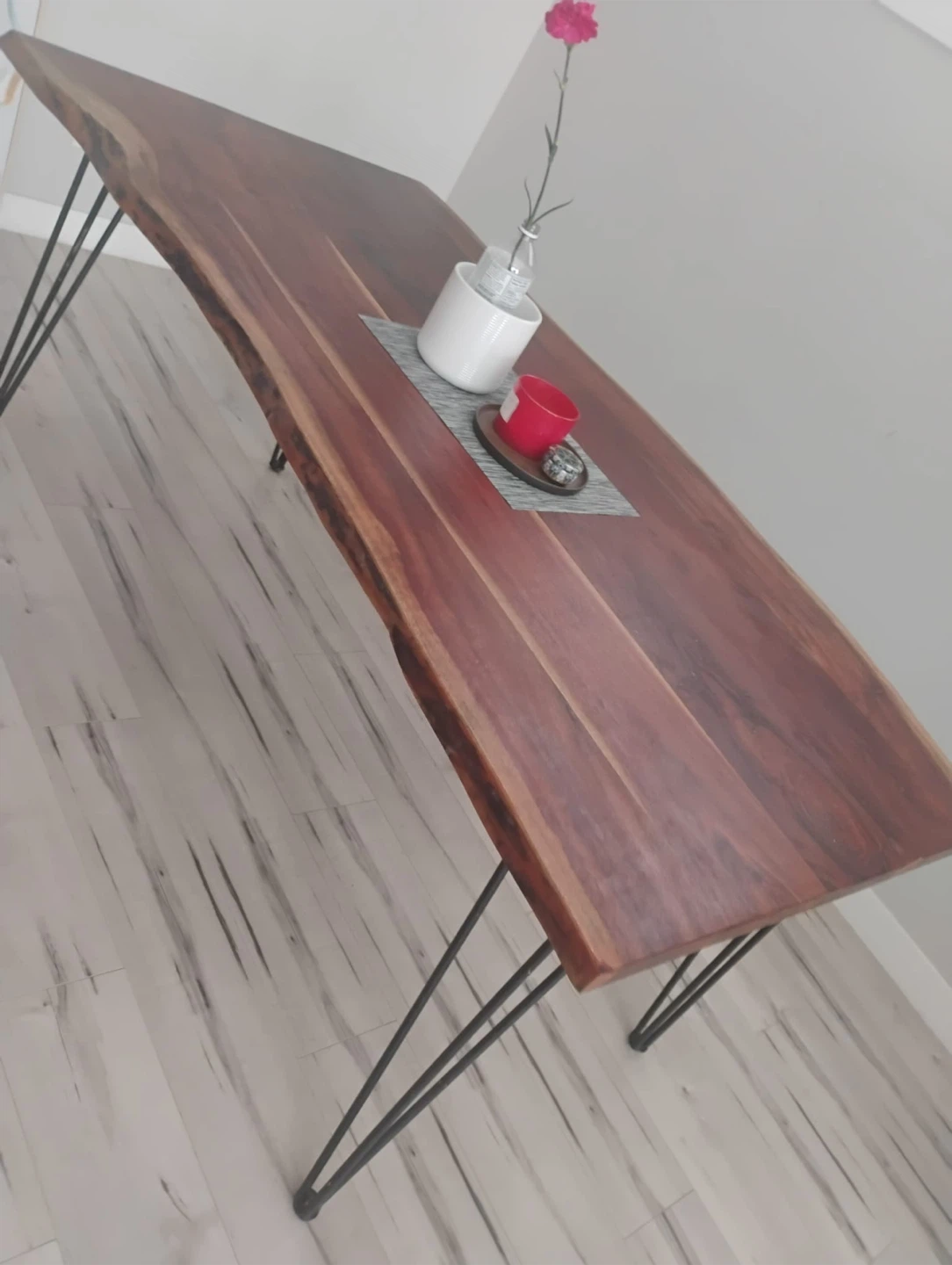 Live Edge Dining Table with Black Metal Legs