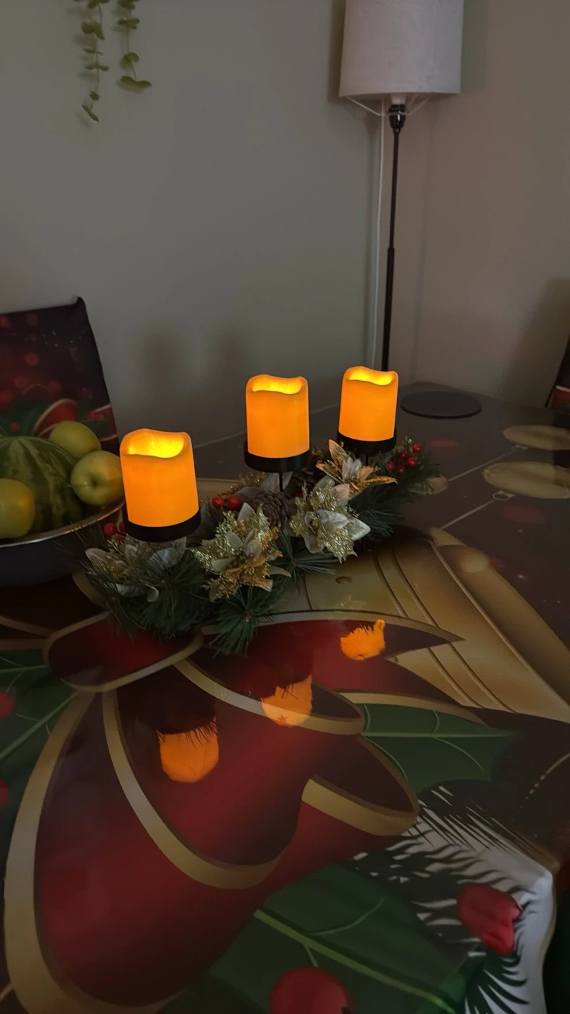 LED Christmas Candle Centerpiece with Garland