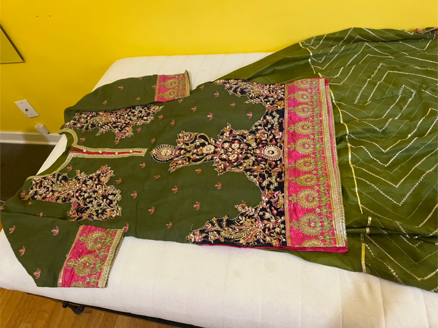 Green Embroidered 3-Piece Shalwar Kameez Set with Dupatta
