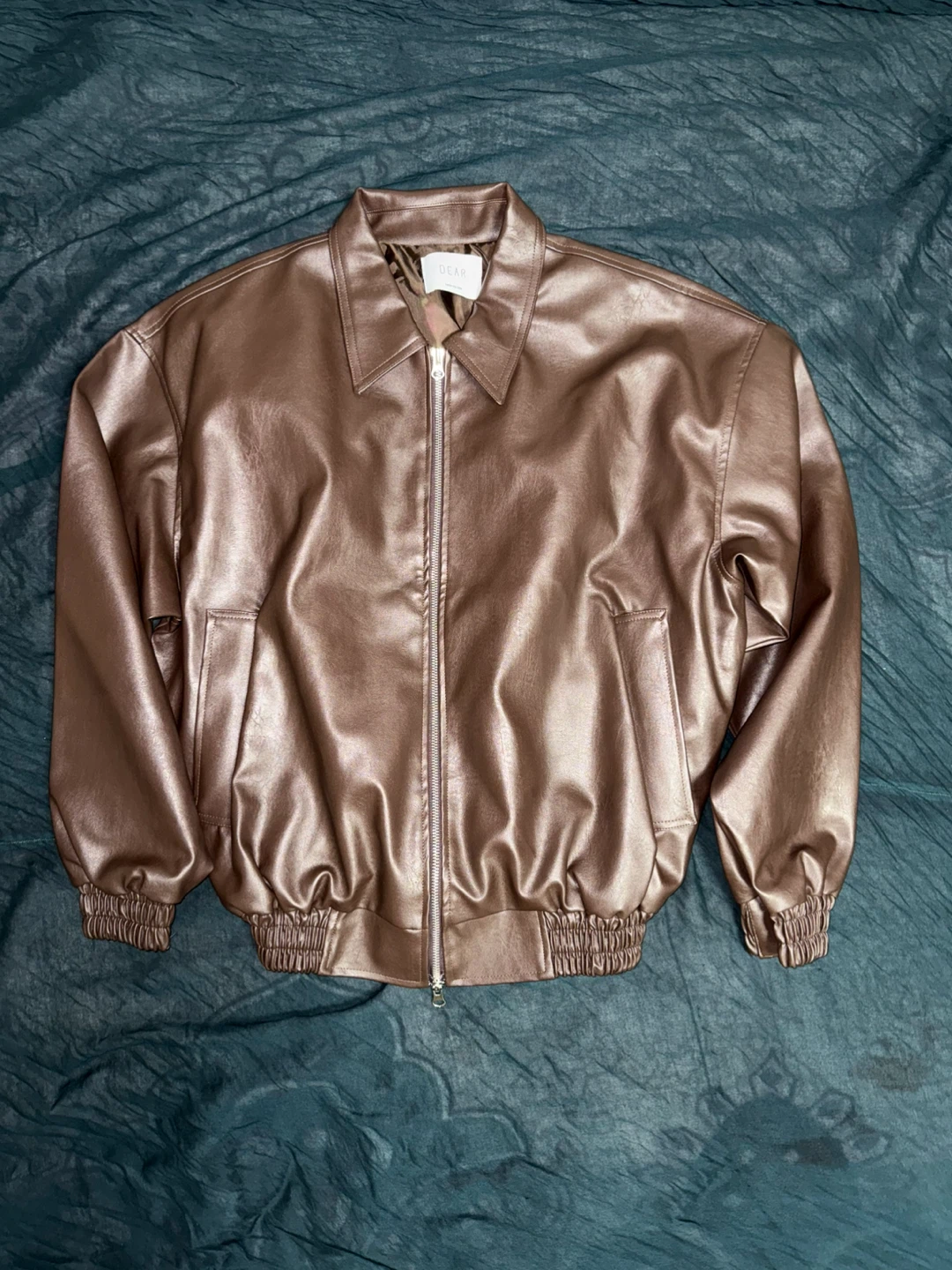 Exclusive Faux Leather Jacket - loose fit- Brown - Size S - photo 2