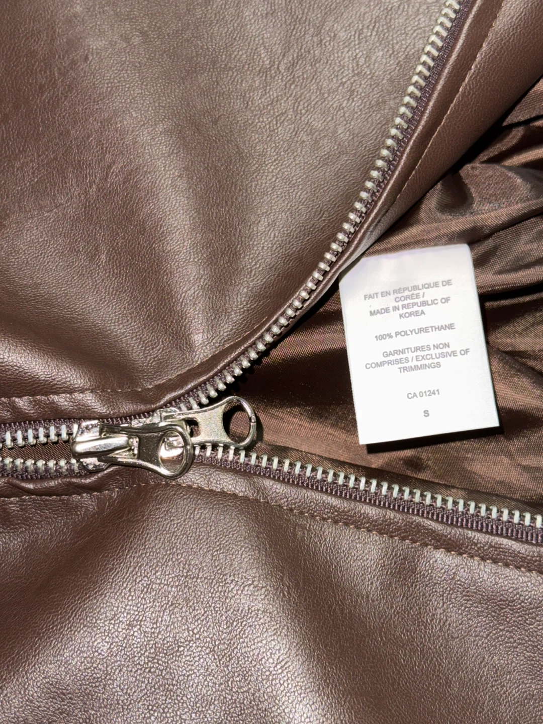 Exclusive Faux Leather Jacket - loose fit- Brown - Size S - photo 3