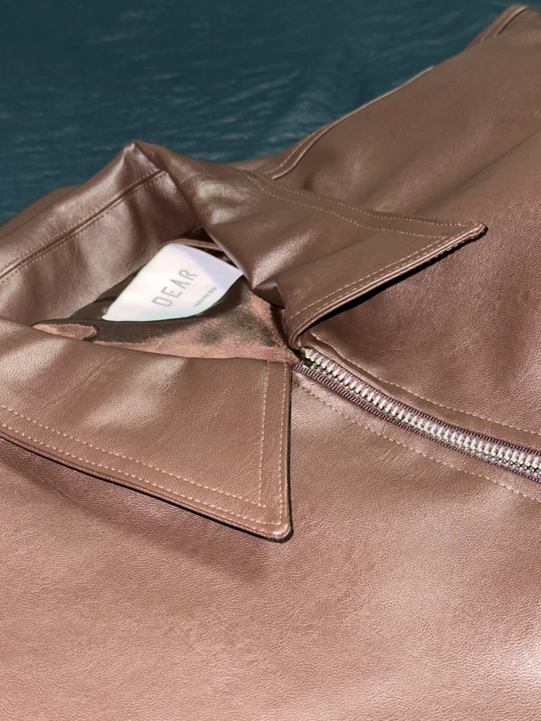 Exclusive Faux Leather Jacket - loose fit- Brown - Size S - photo 4