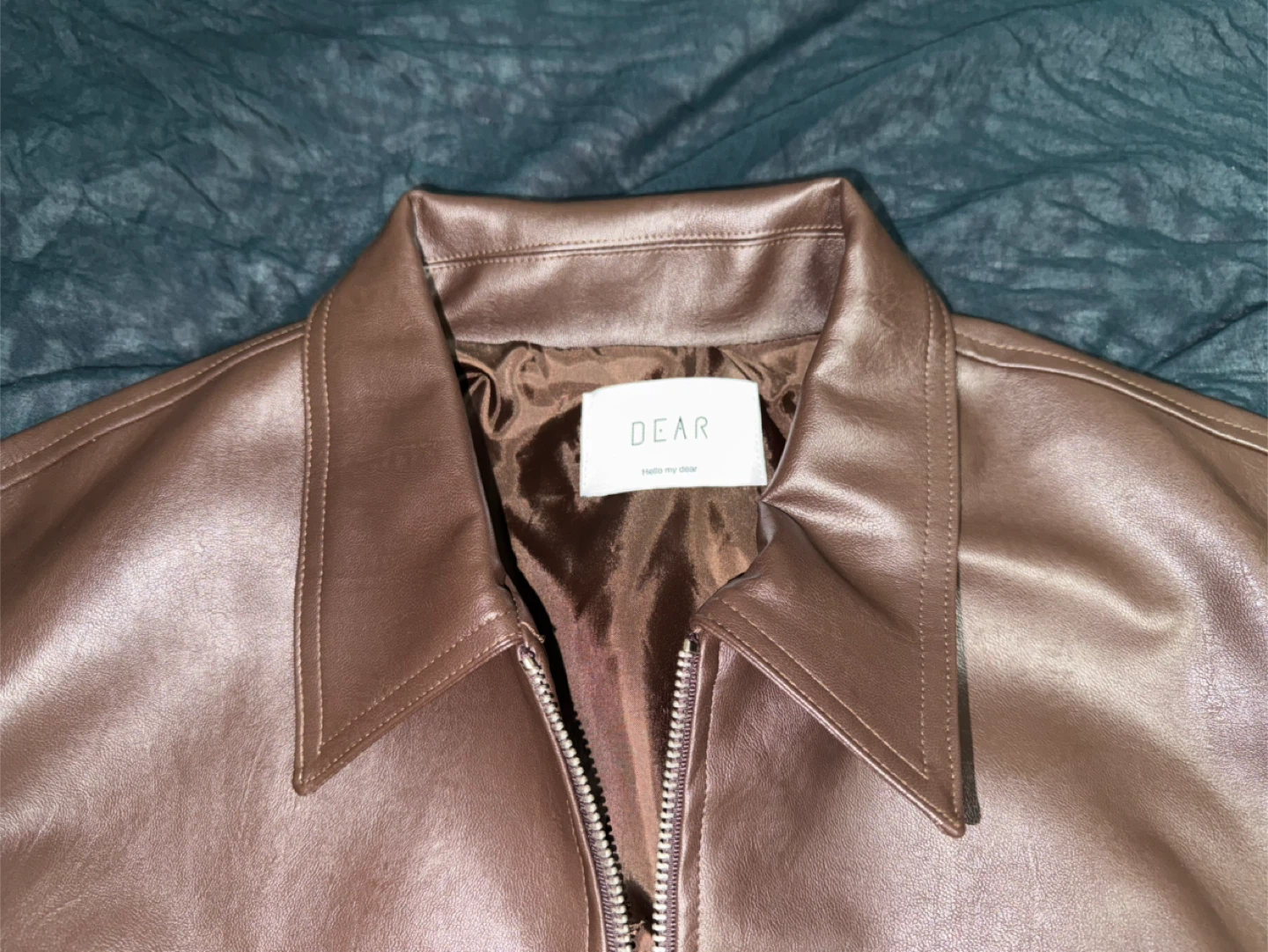 Exclusive Faux Leather Jacket - loose fit- Brown - Size S