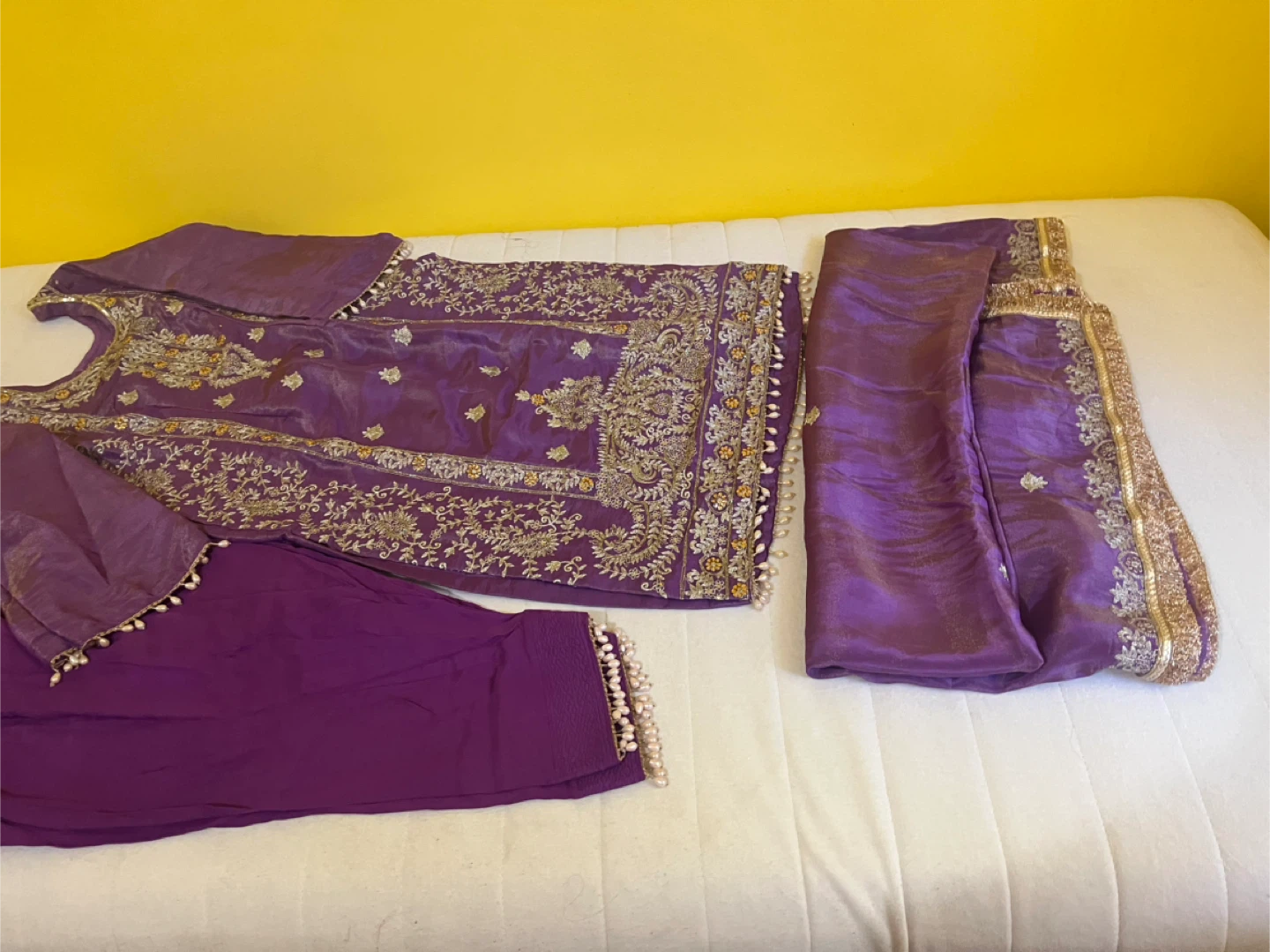Embroidered Purple Shalwar Kameez with Dupatta