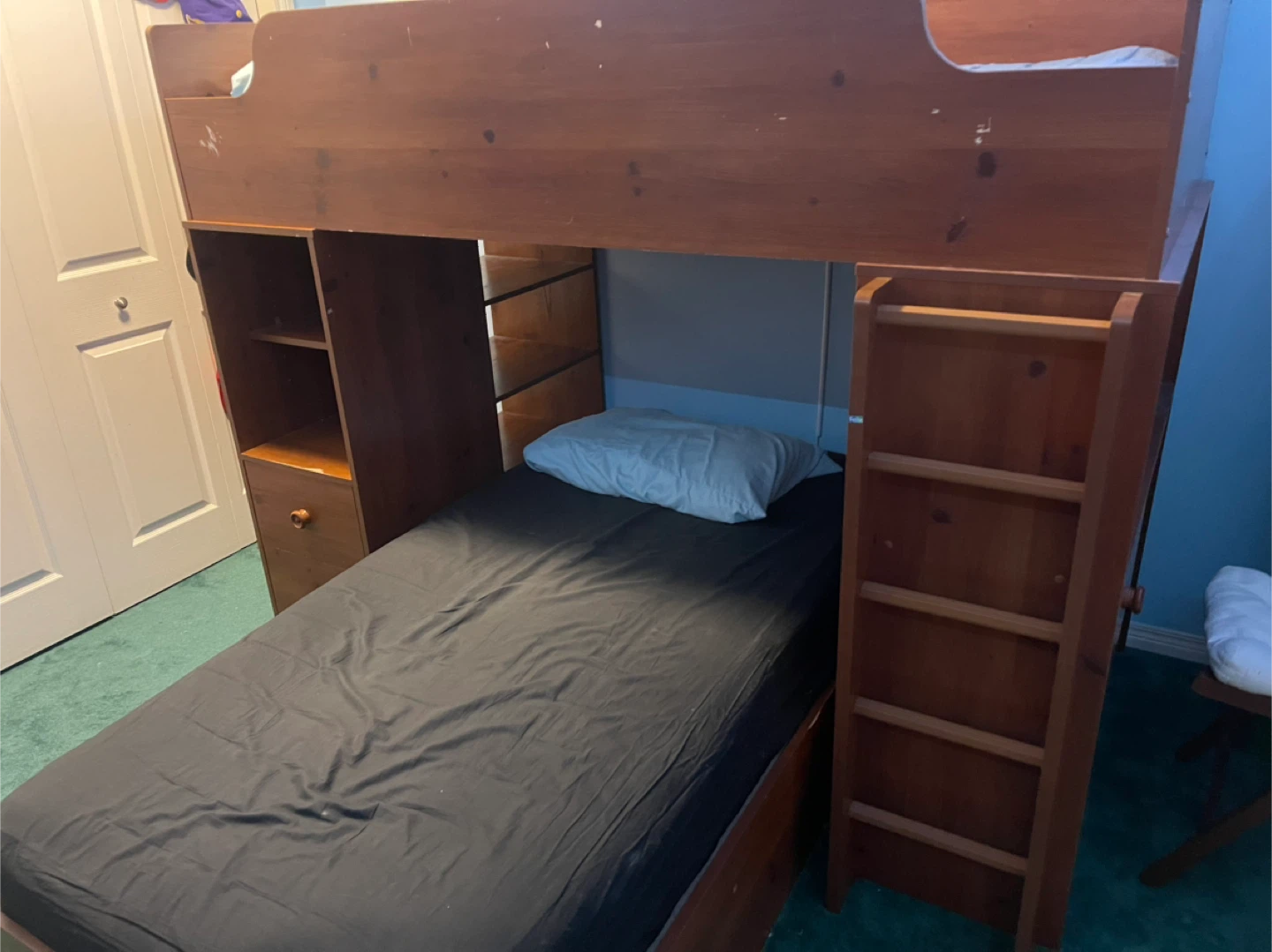 Solid Wood Bunk Beds with Storage and Desk