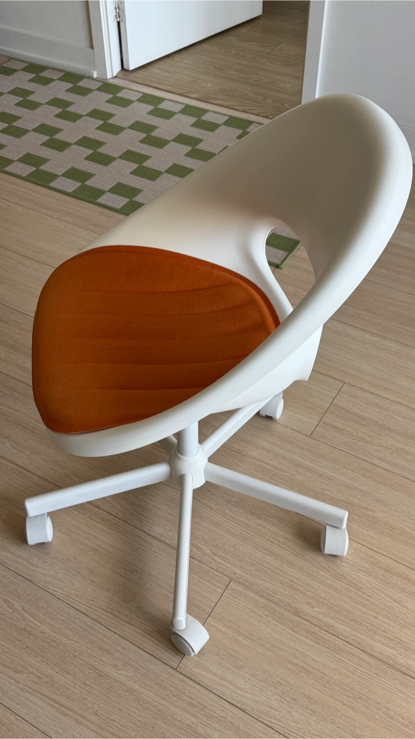 IKEA White Office Chair with Orange Cushion