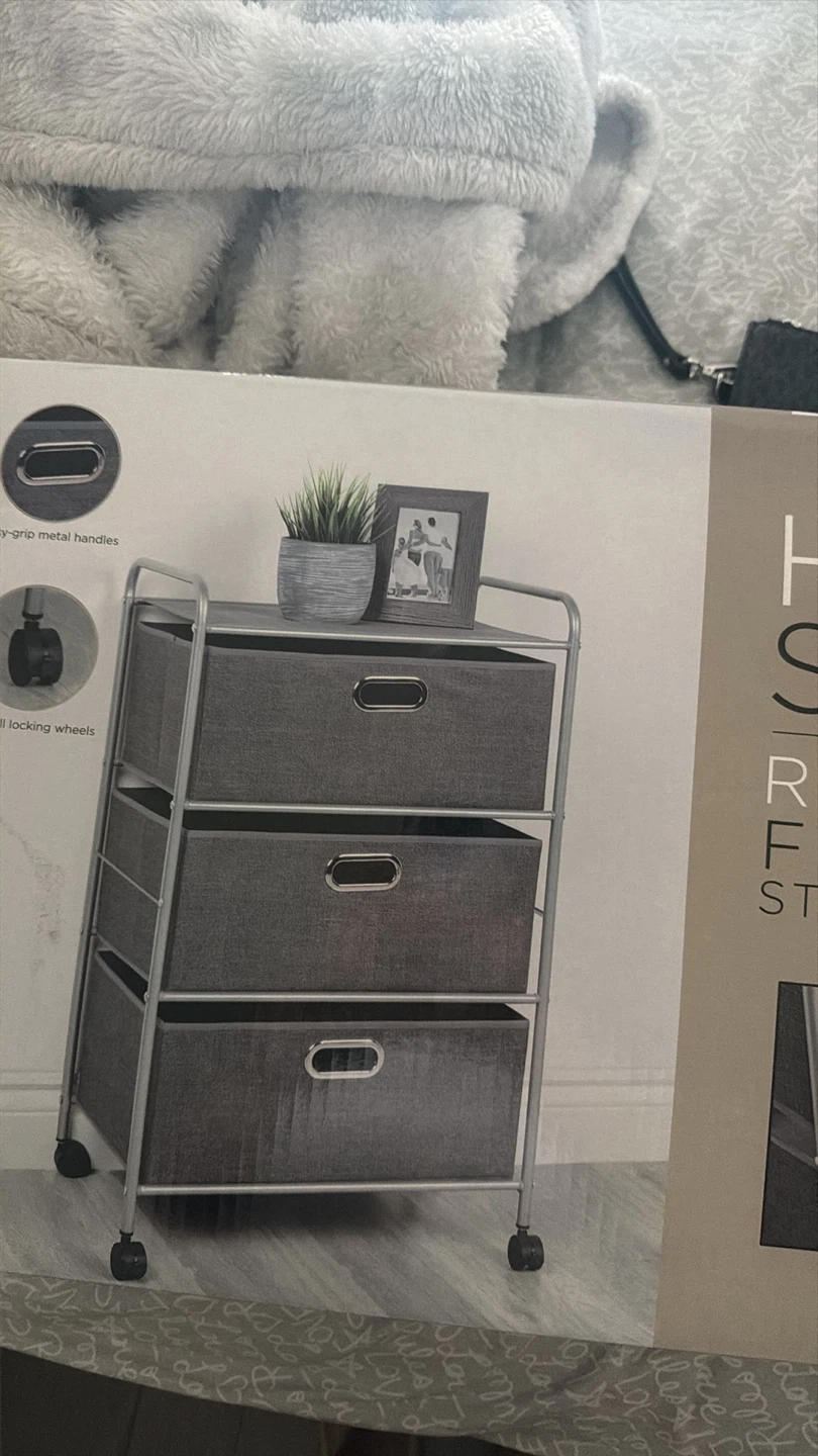 Home Stuff 3 Drawer Rollstor Fabric Storage Cart - photo 4