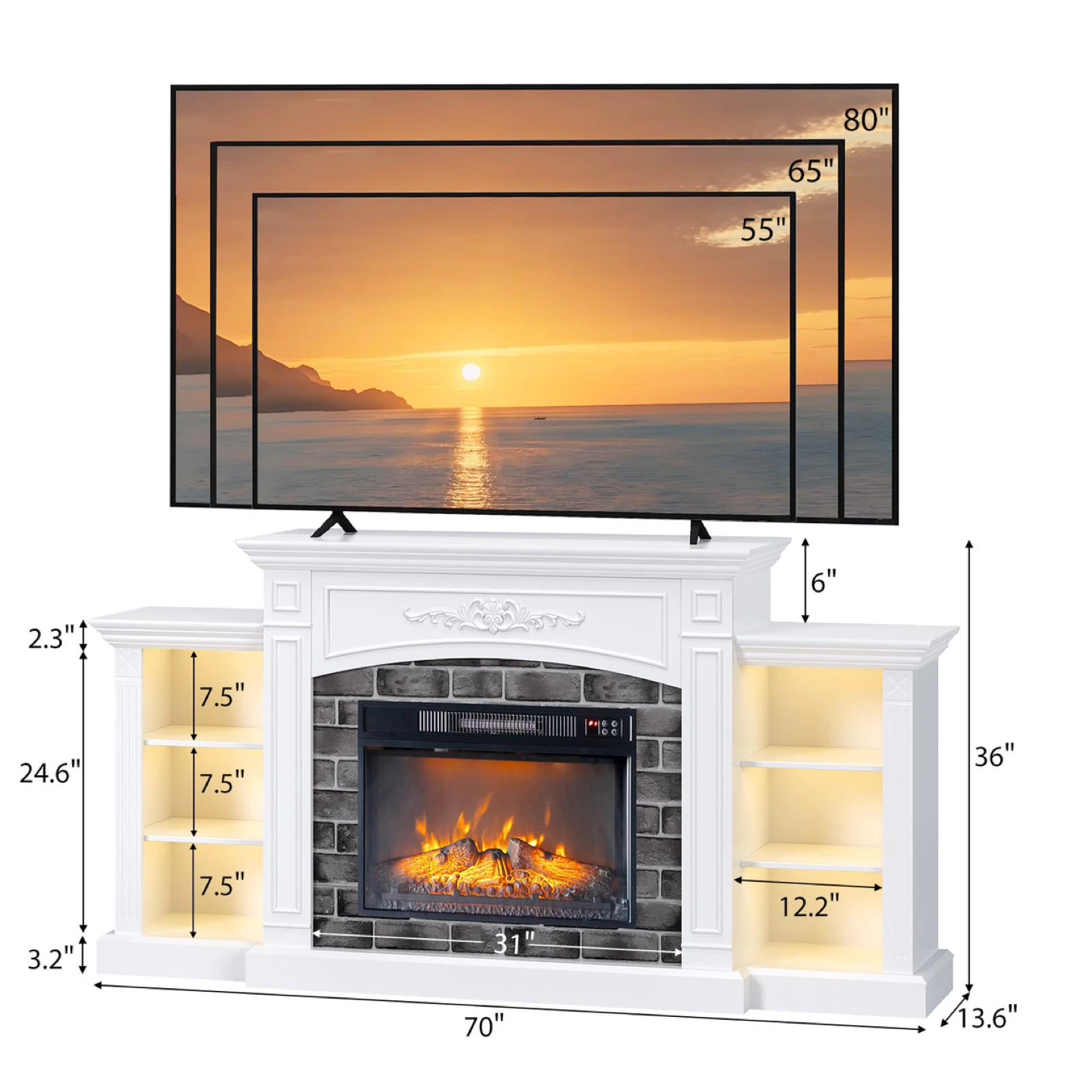 Electric Fireplace TV Stand for up to 80 inch TVs - photo 3