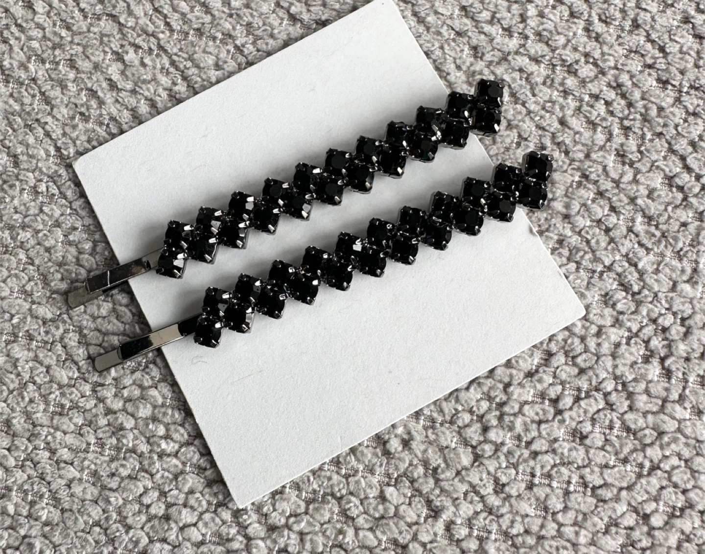 Sparkly Black Rhinestone Hair Clips  - Set of 2