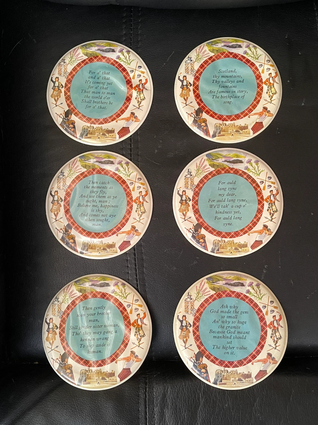 Set of Six Vintage Scottish Washable Coasters - photo 2