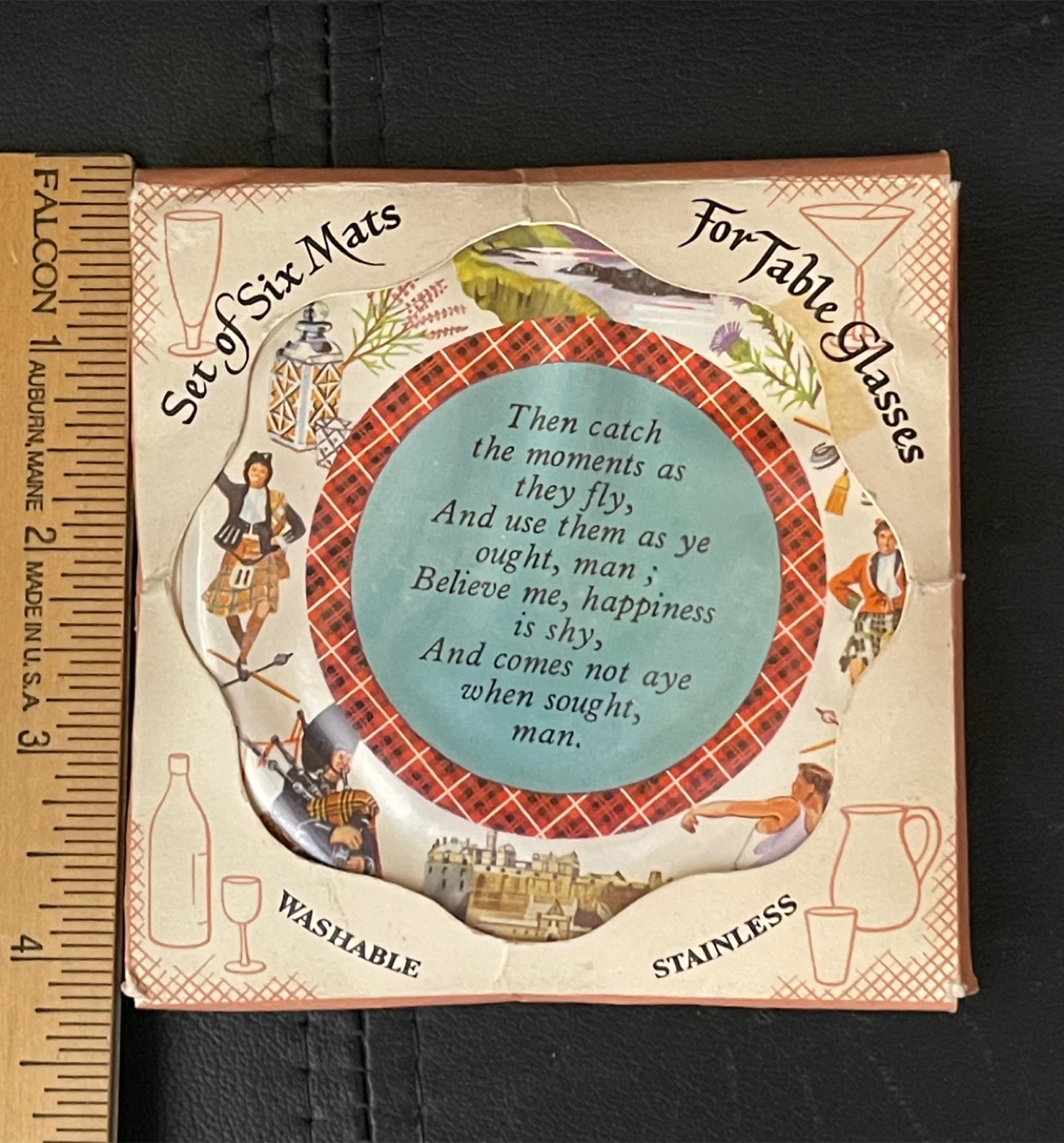 Set of Six Vintage Scottish Washable Coasters