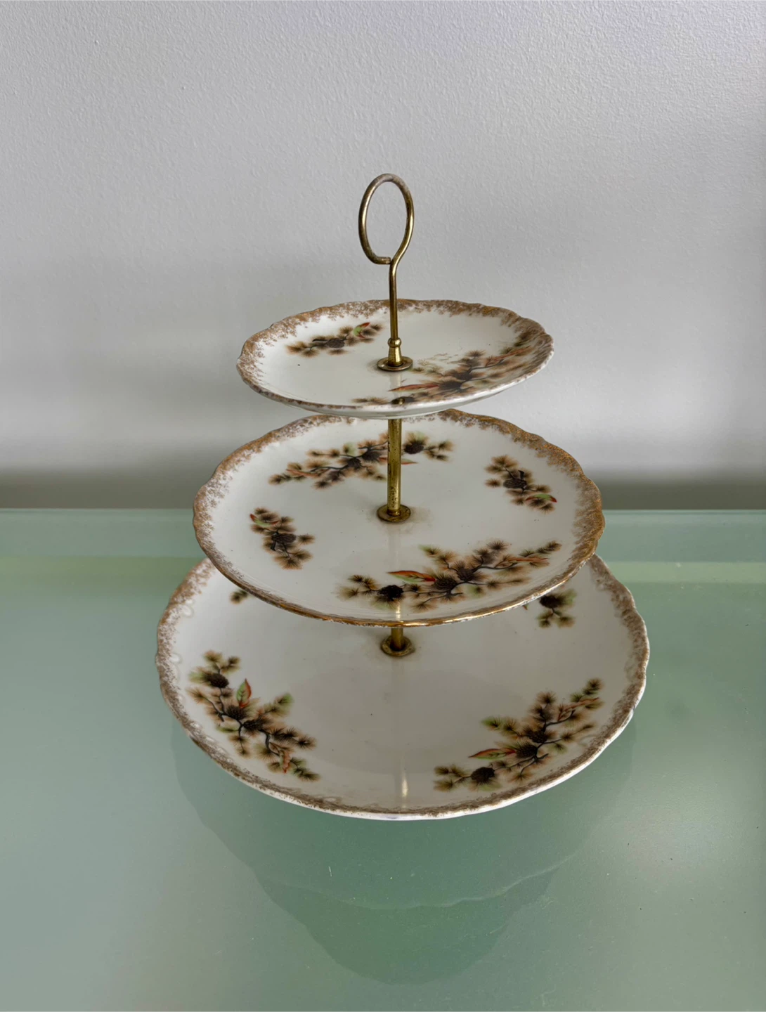 3-Tier Dessert Stand with Pinecone Design