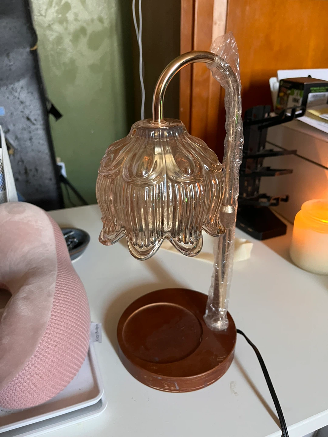 Vintage Style Amber Glass Accent Lamp