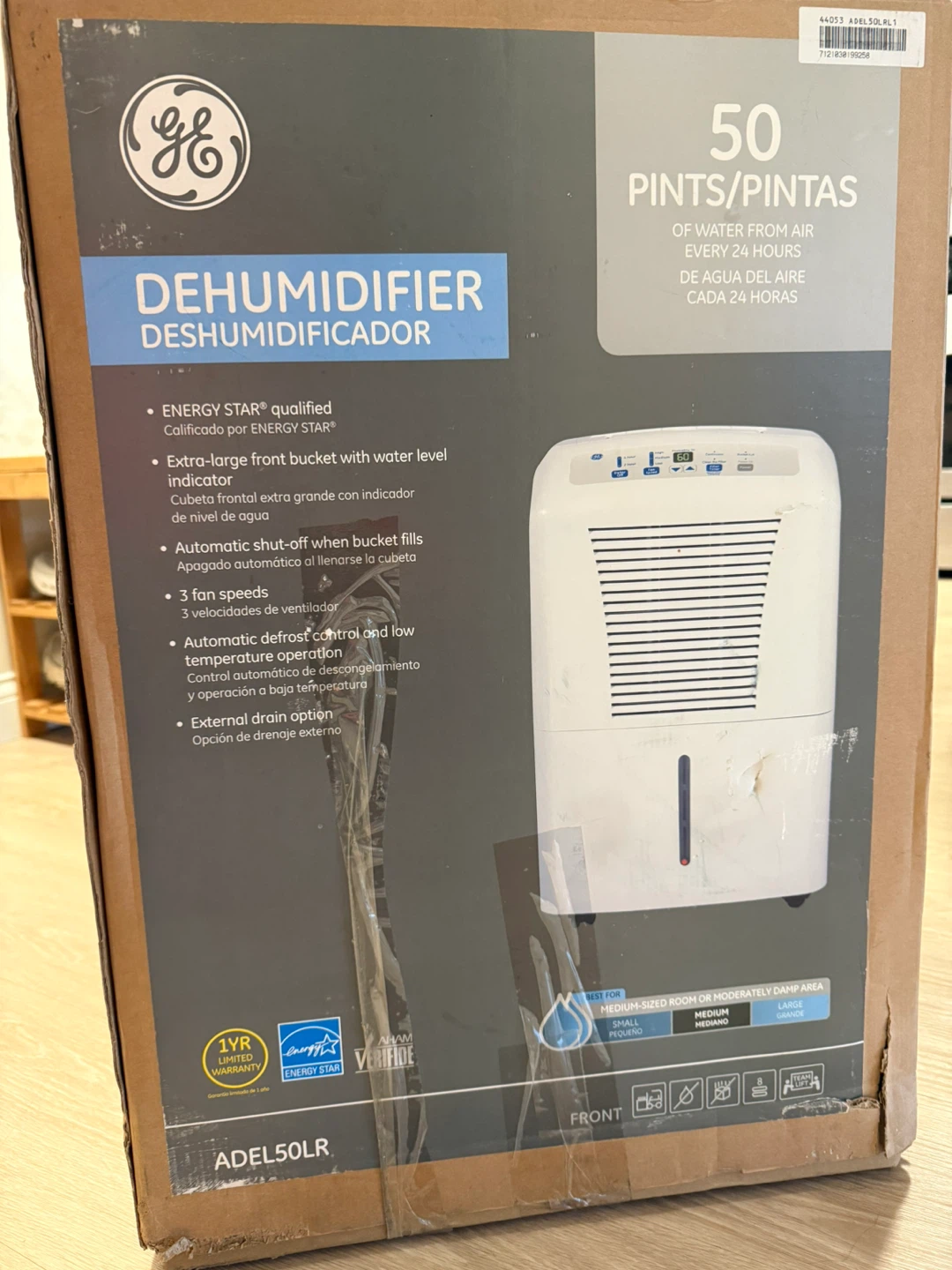GE 50 Pint Dehumidifier ADEL50LR