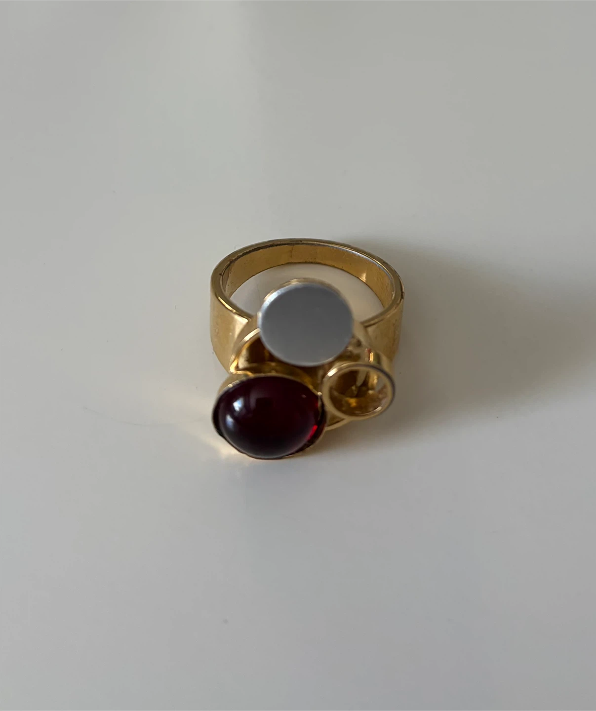 Gold-tone Ring with Red Stone