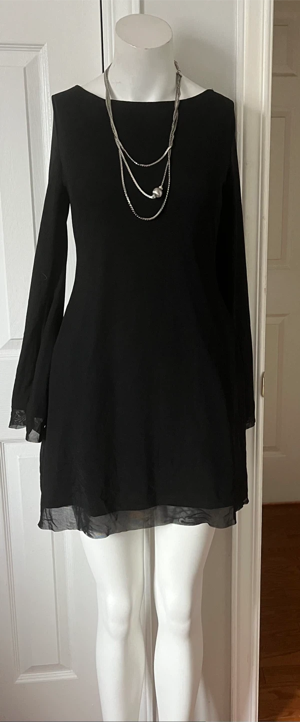 Black long-sleeve dress with sheer hem size medium - photo 4