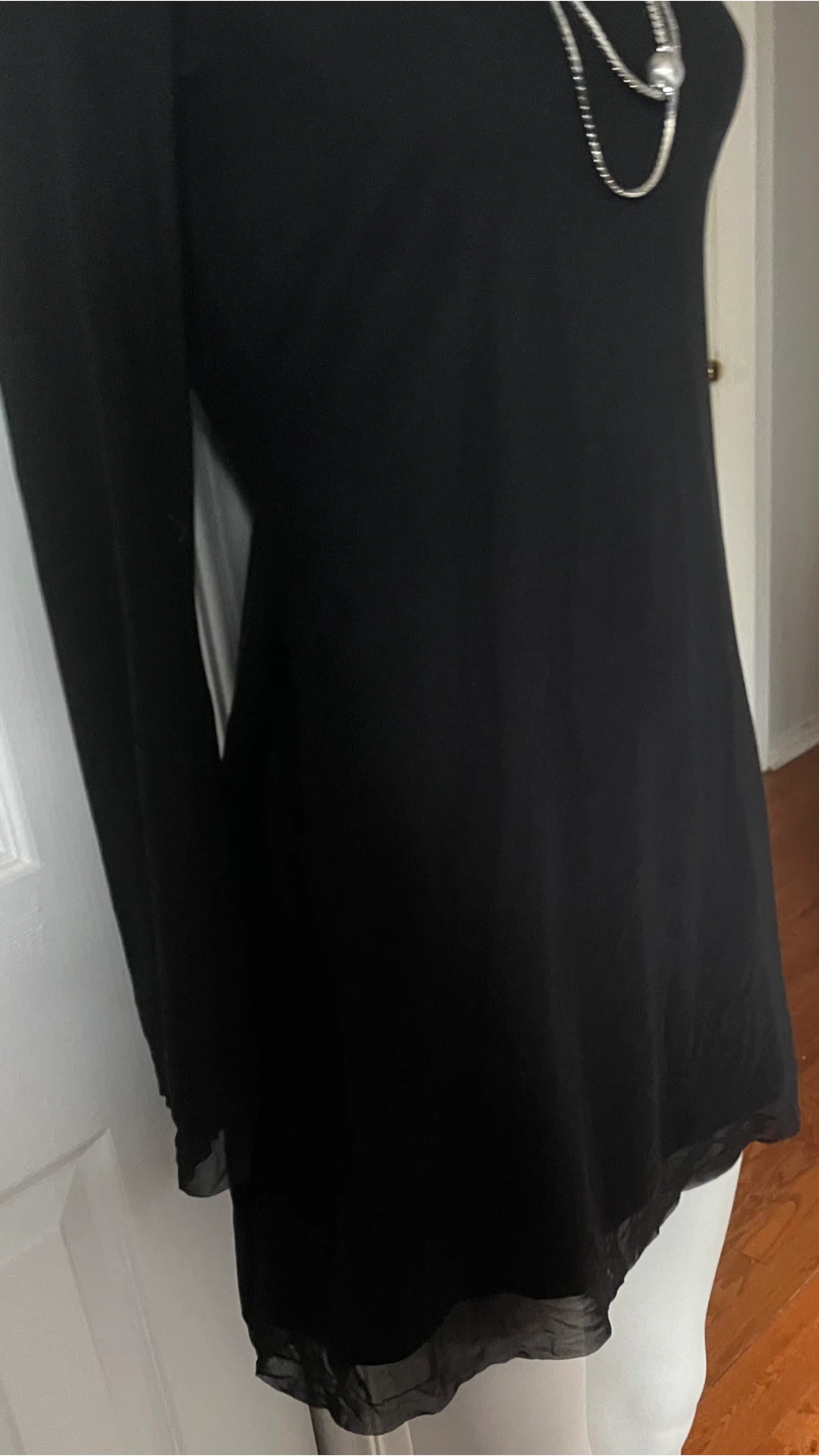 Black long-sleeve dress with sheer hem size medium - photo 5