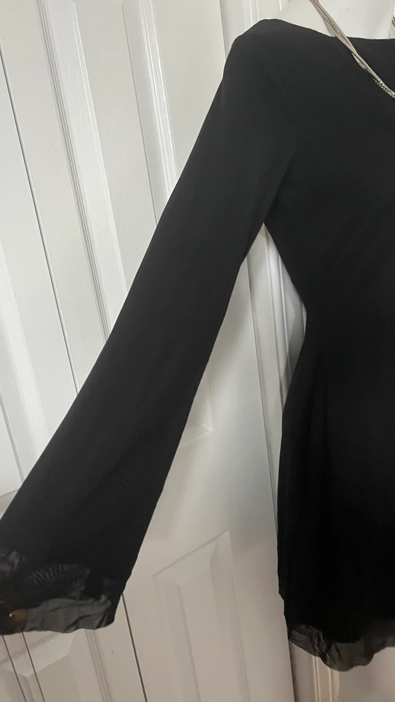 Black long-sleeve dress with sheer hem size medium - photo 2