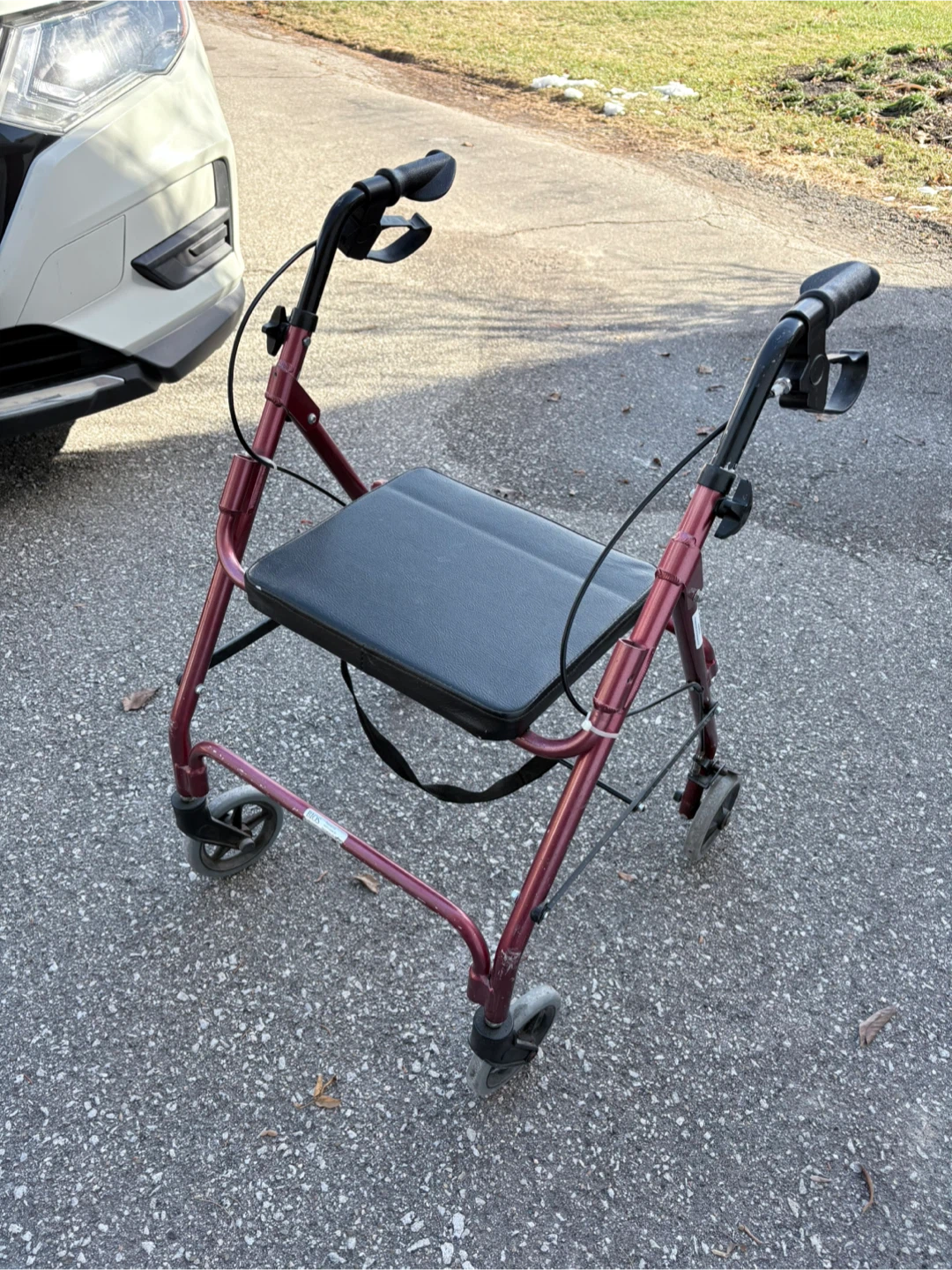 Red 4-Wheel Walker with Seat