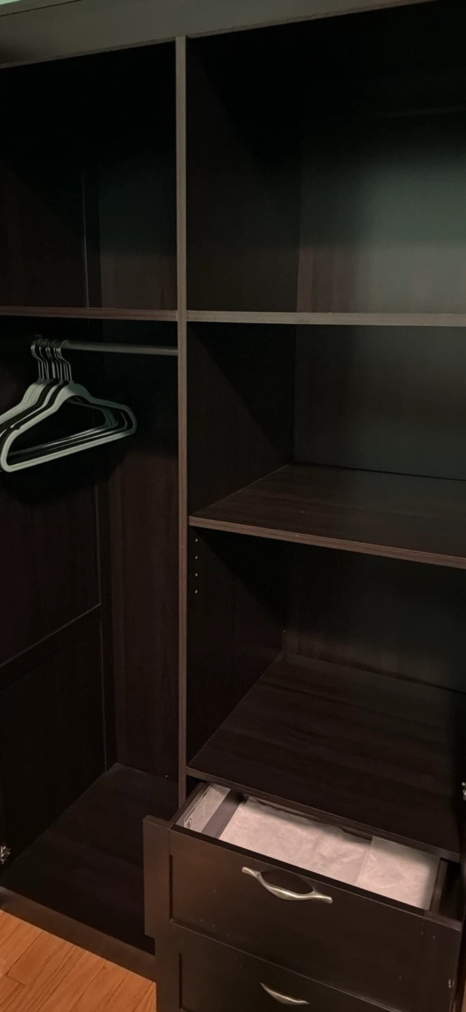 Dark Wood Wardrobe with Drawers