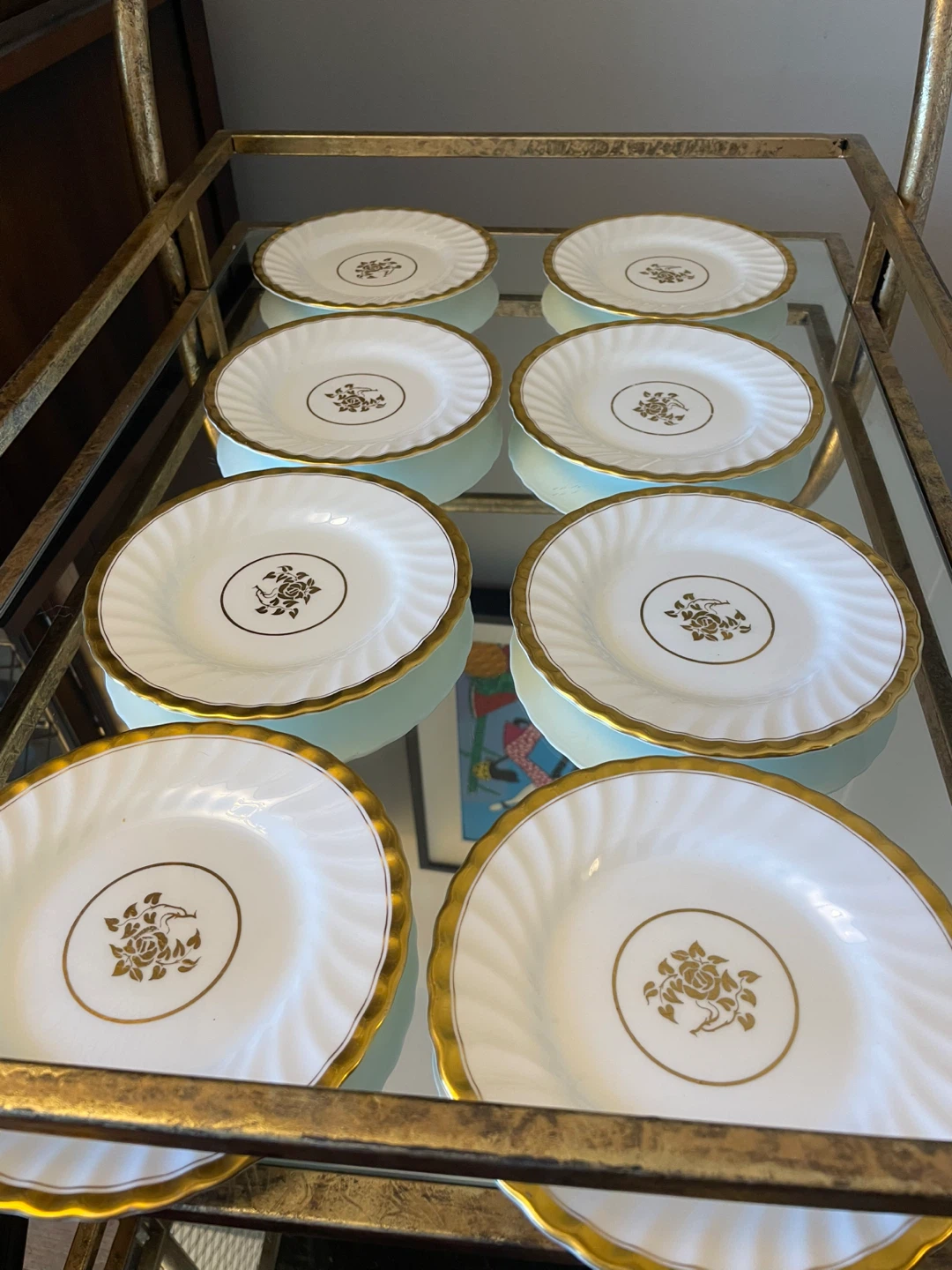 Vintage Minton Gold Rose  Salad Plates set of 8