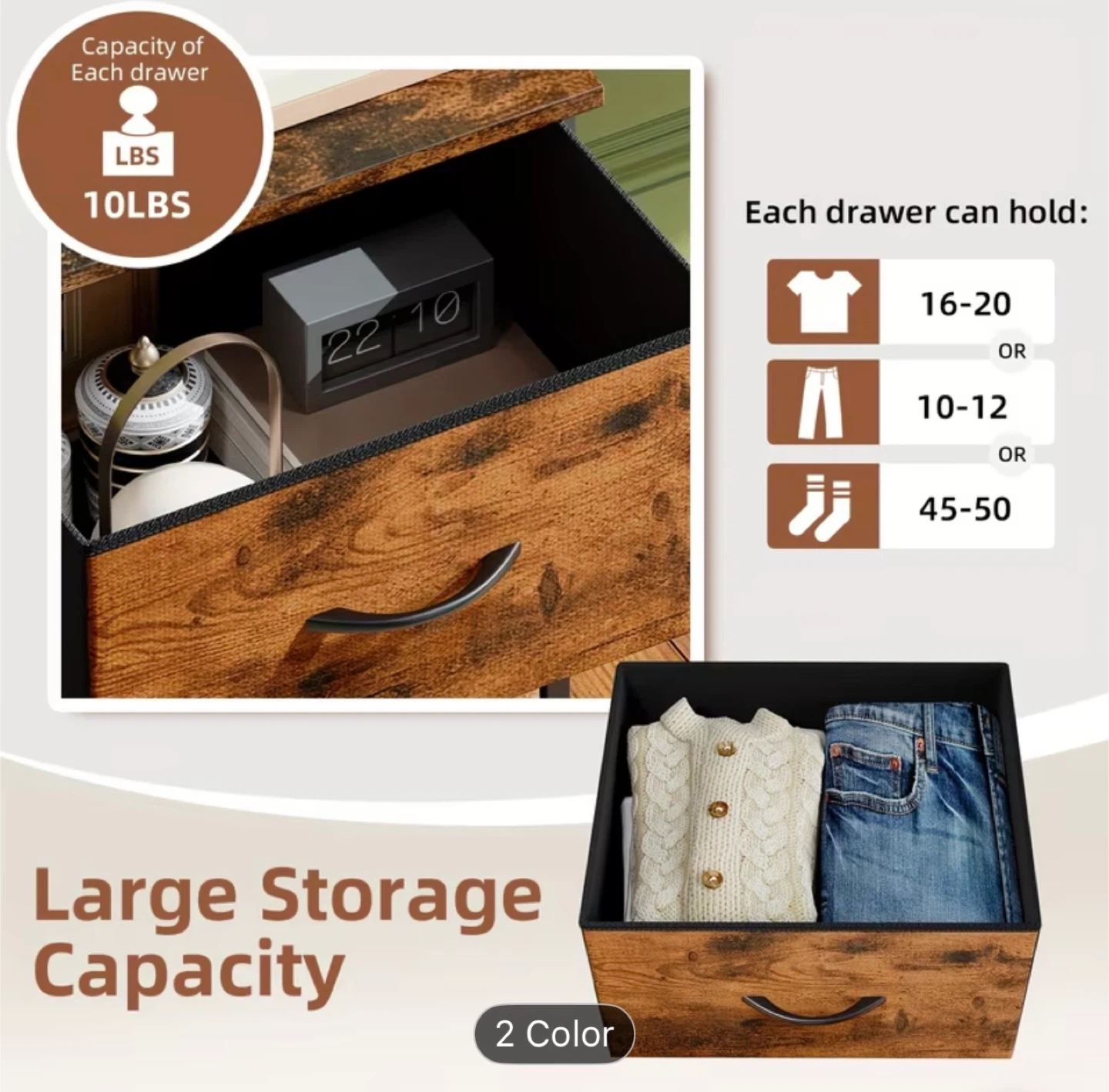 6-Drawer Dresser with Wood-Finish Fabric Drawers - photo 5