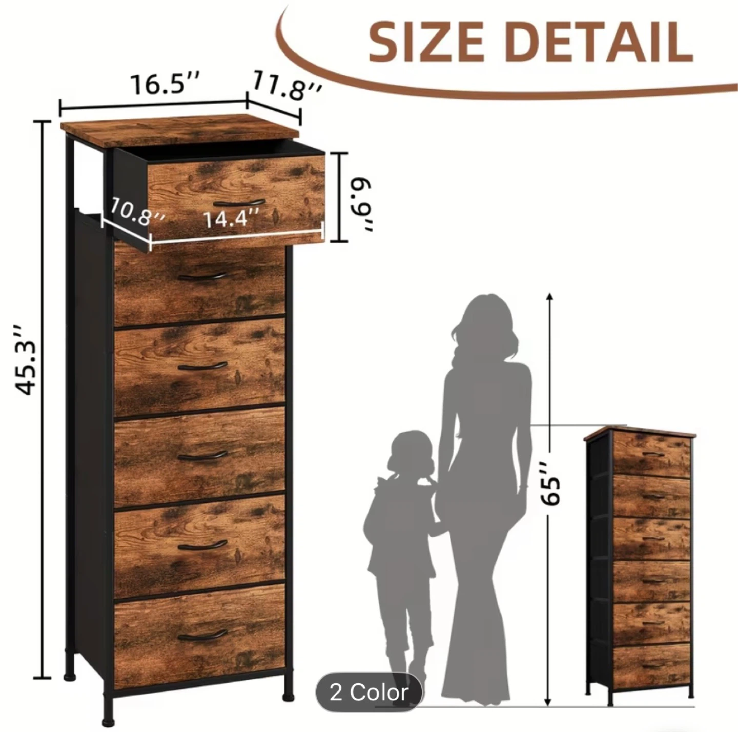 6-Drawer Dresser with Wood-Finish Fabric Drawers - photo 3