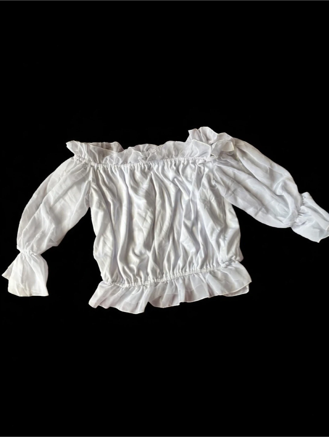 White Off-the-Shoulder Ruffle Blouse