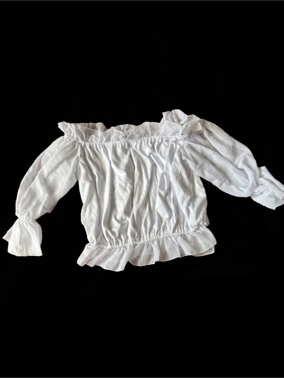 White Off-the-Shoulder Ruffle Blouse - photo 2
