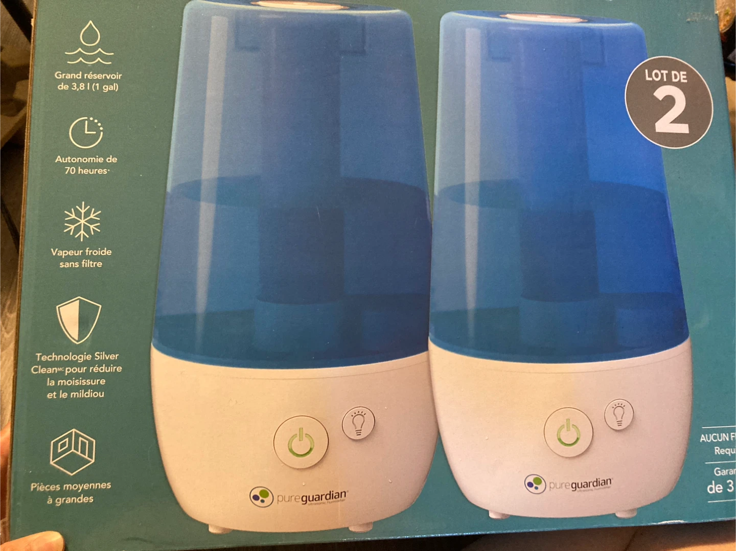 PureGuardian Ultrasonic Cool Mist Humidifier (2-Pack) - photo 3