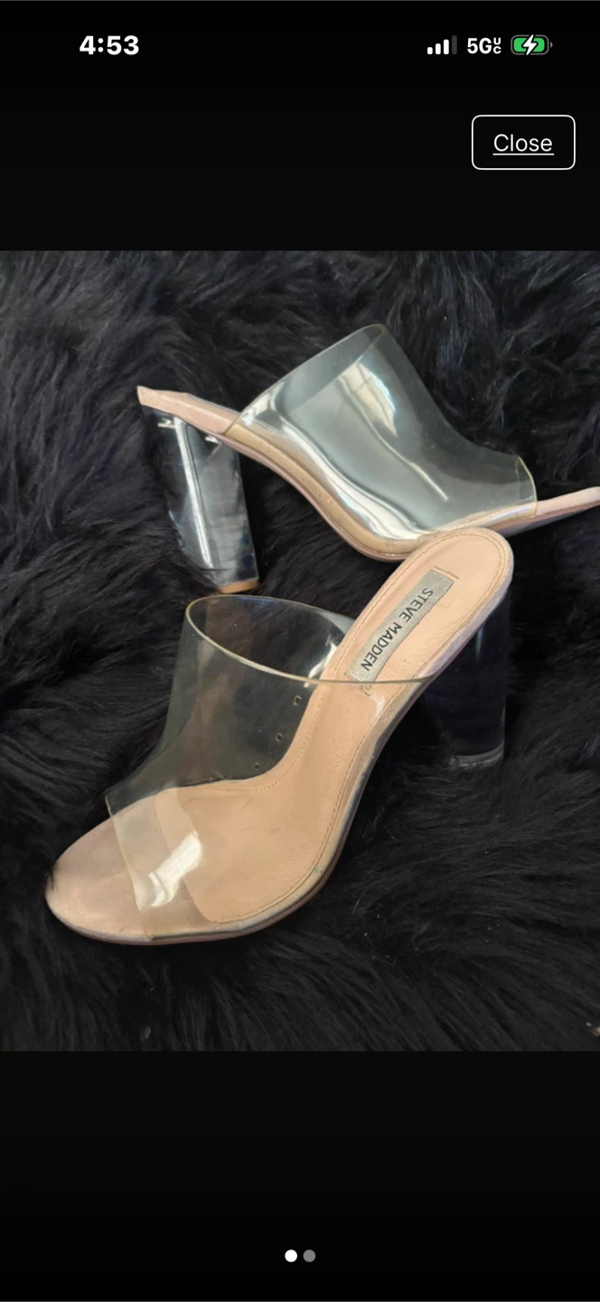 Steve Madden Clear Block Heel Mules