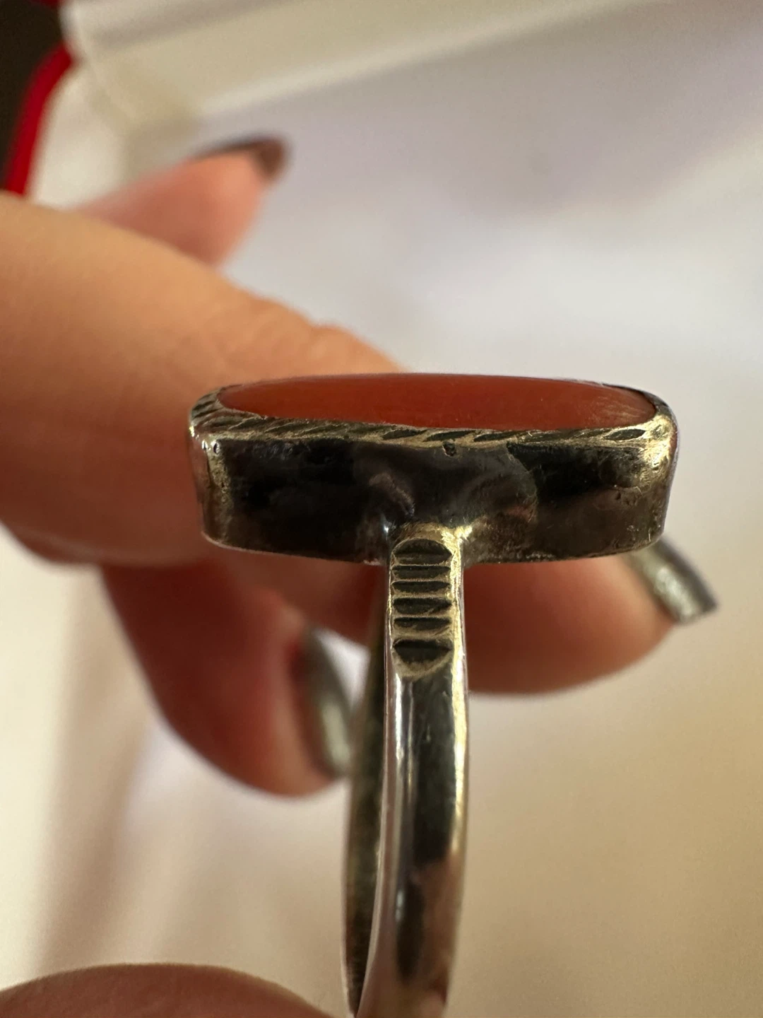 Vintage Sterling Silver Coral Ring - photo 3