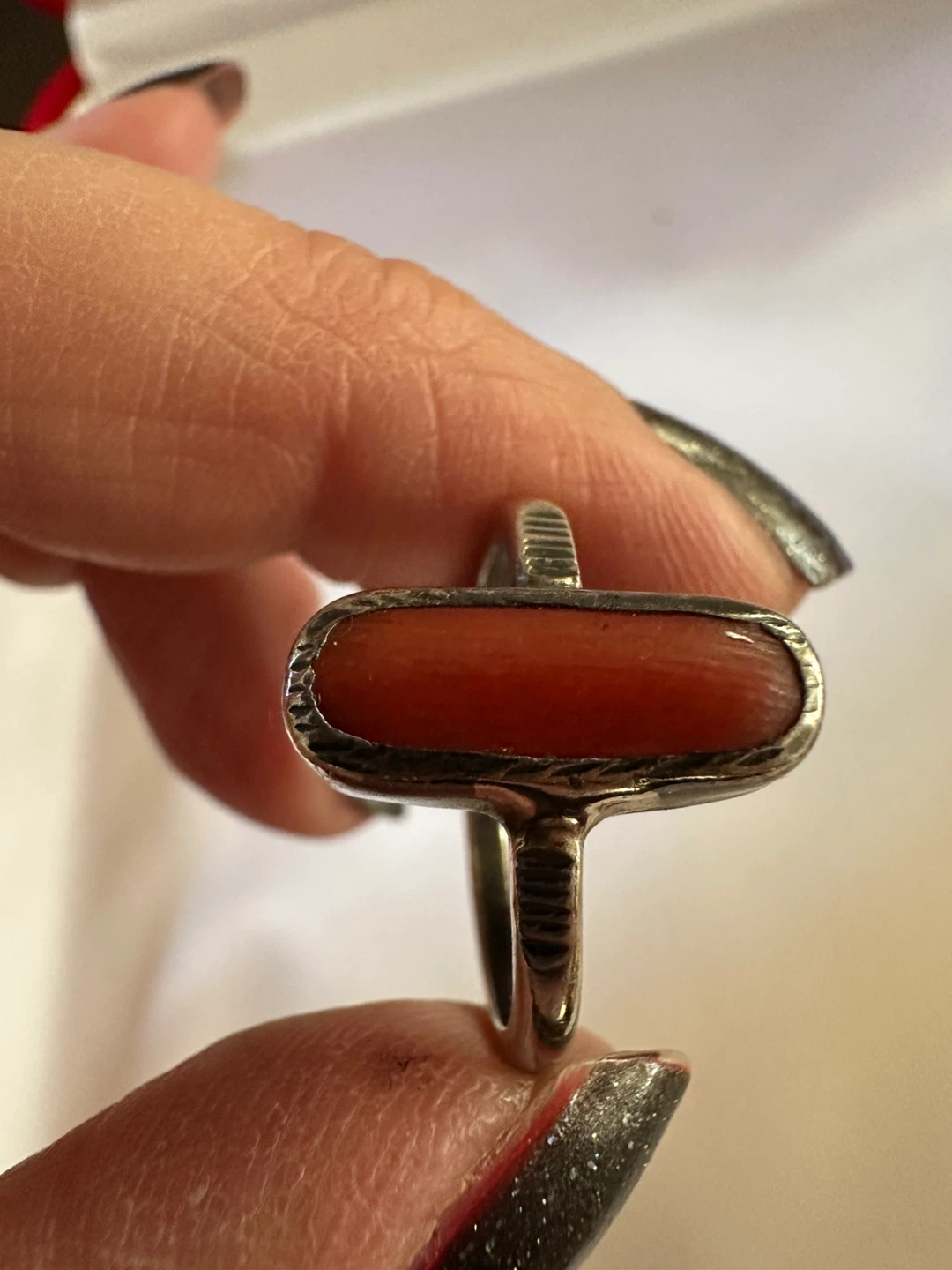Vintage Sterling Silver Coral Ring - photo 4