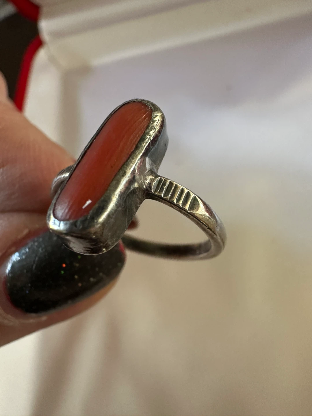 Vintage Sterling Silver Coral Ring - photo 2