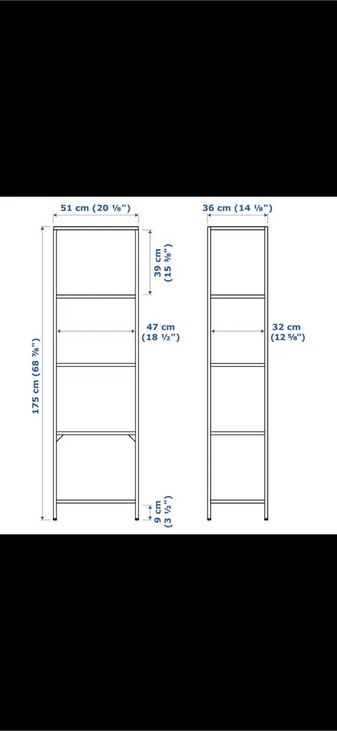 Tall Black Metal Bookshelf with Glass Shelves - photo 2