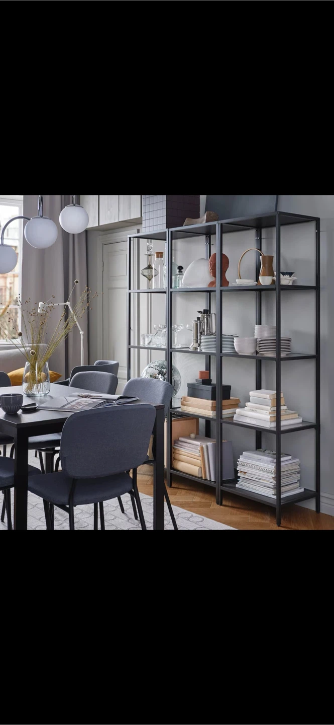 Tall Black Metal Bookshelf with Glass Shelves - photo 3