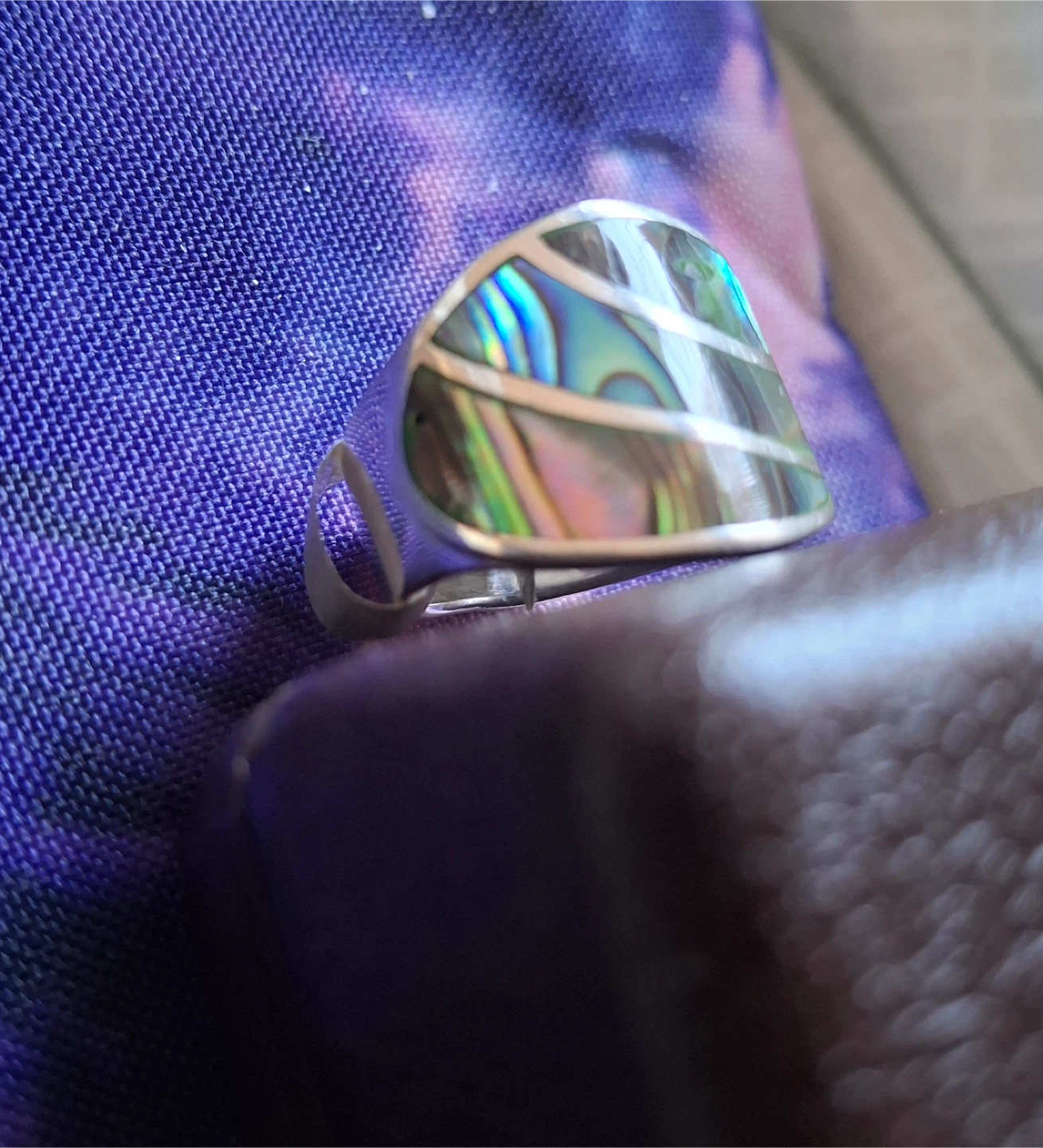 Abalone and silver ring (stamped 925) - photo 2