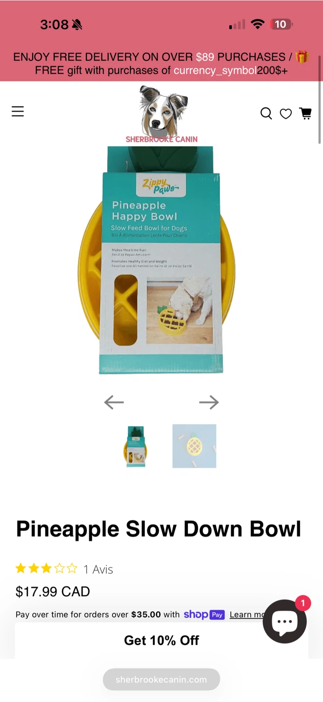 ZippyPaws Pineapple Happy Bowl Slow Feed Dog Bowl - photo 4