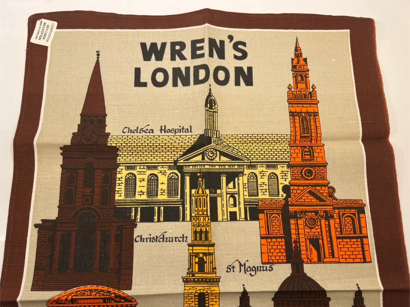 Vintage Mid Century NOS Wren's London Tea Towel - photo 4