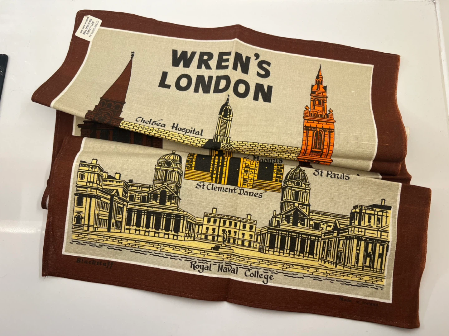 Vintage Mid Century NOS Wren's London Tea Towel - photo 2