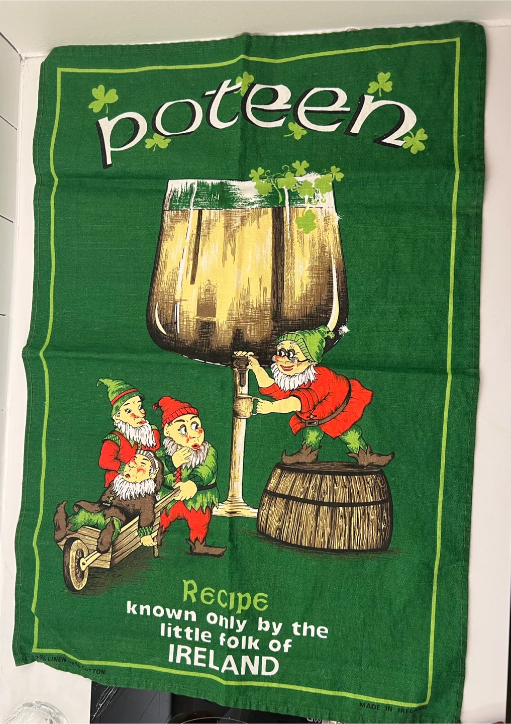 Vintage Irish Poteen Recipe Tea Towel