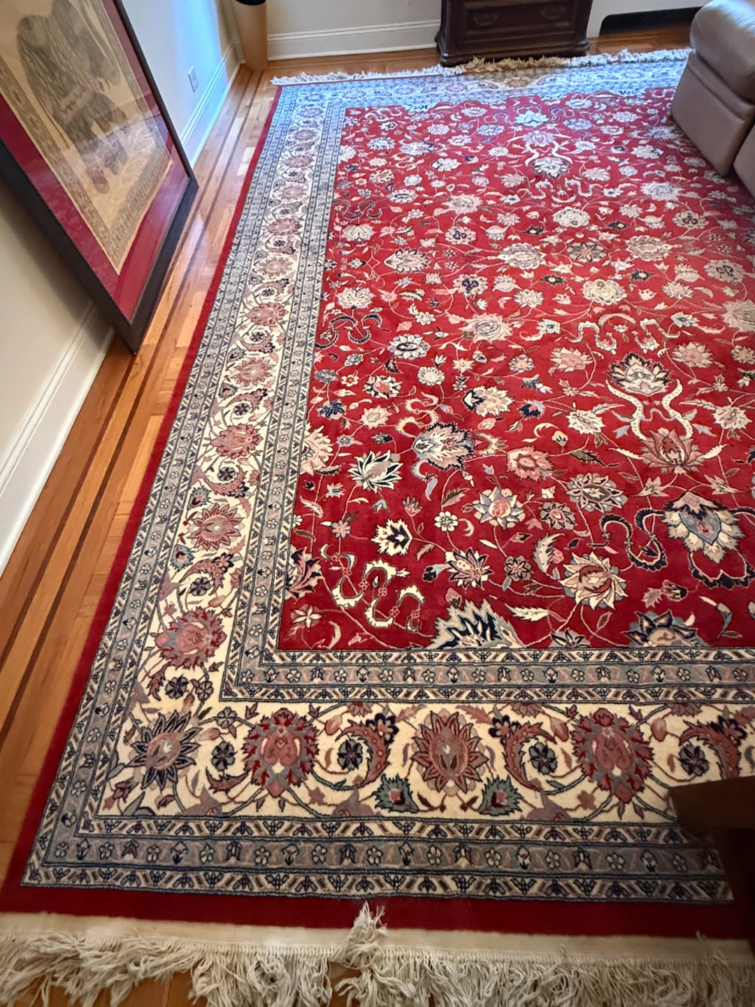 Red Persian Style Area Rug with Floral Pattern