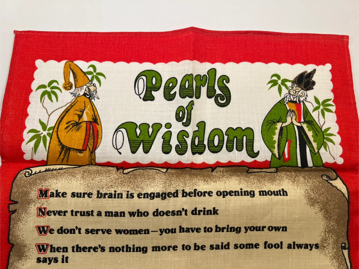 Vintage NOS “Pearls of Wisdom” Irish Linen Tea Towel - photo 2