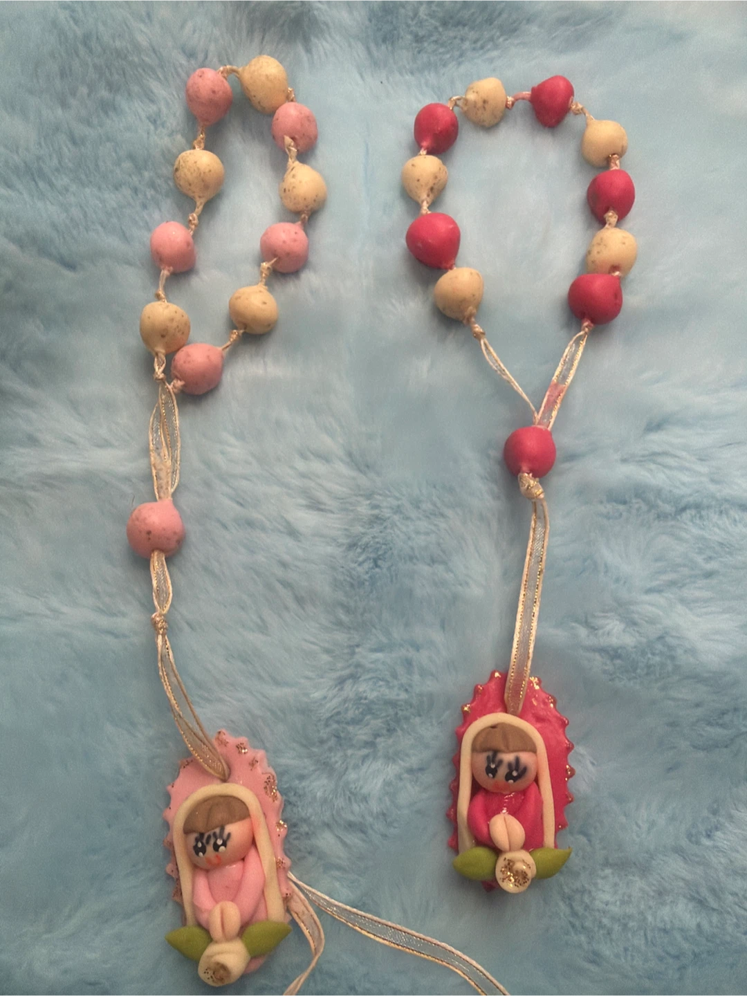 Handmade Rosary Beads of clay with Figure Pendant