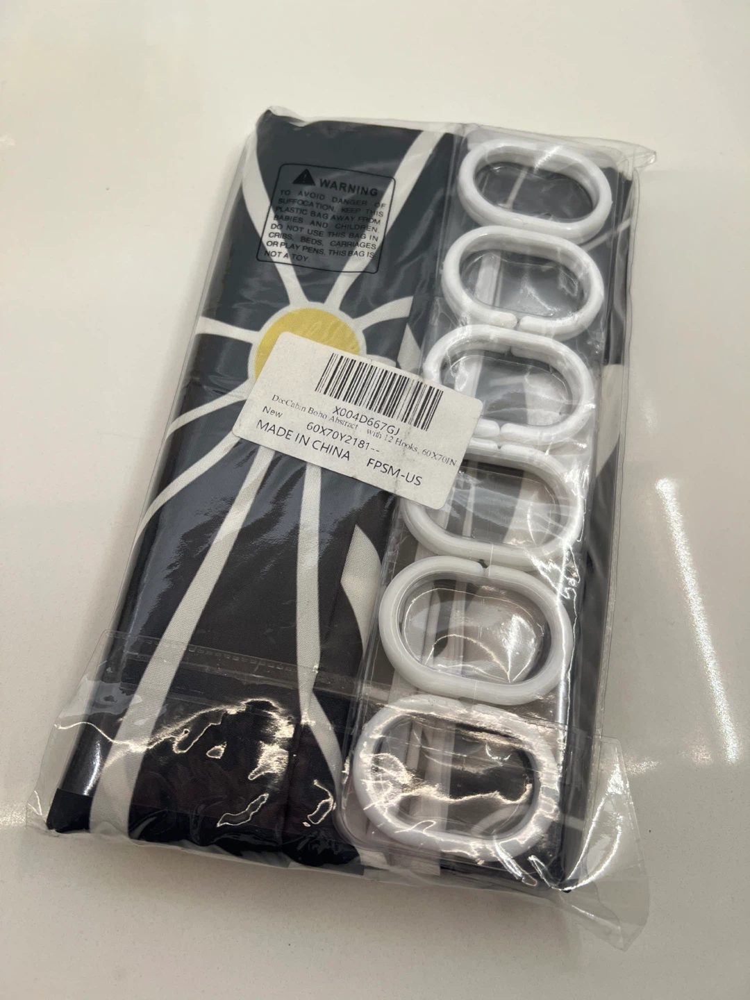 NiP Fabric Shower Curtain - Black White Yellow Graphic - photo 4