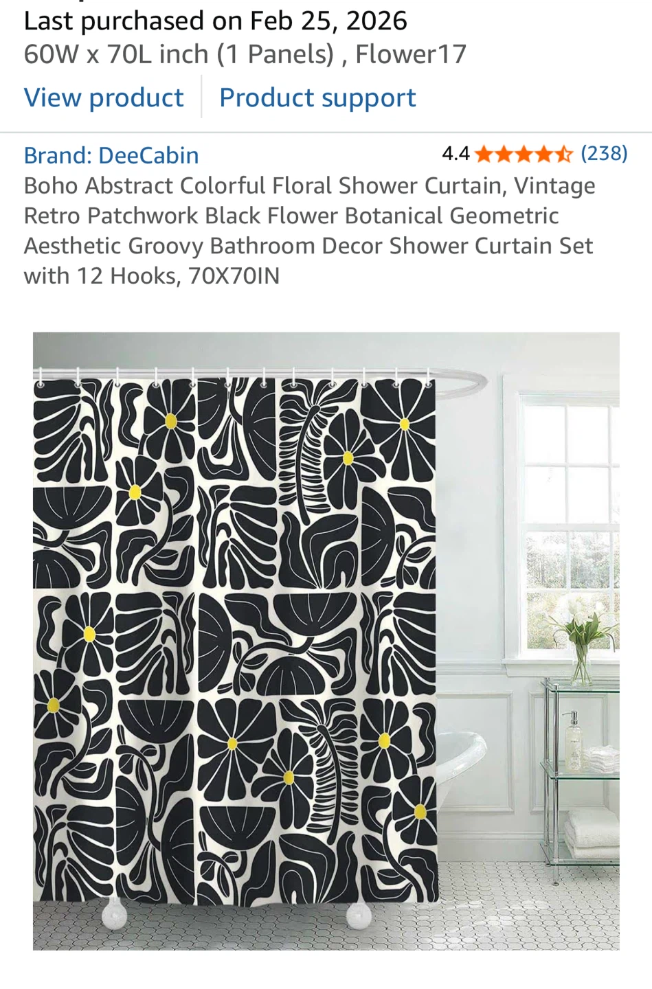 NiP Fabric Shower Curtain - Black White Yellow Graphic
