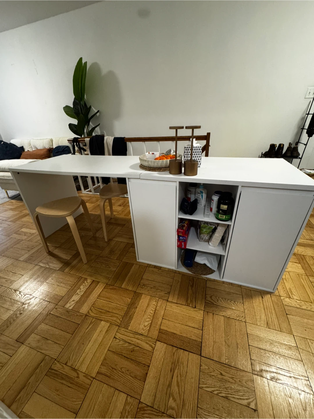 ECACAD 82.7" White Kitchen Island with Storage - photo 2