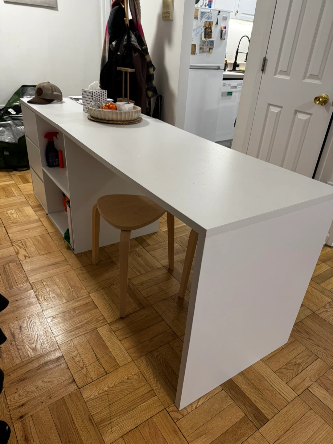 ECACAD 82.7" White Kitchen Island with Storage - photo 4