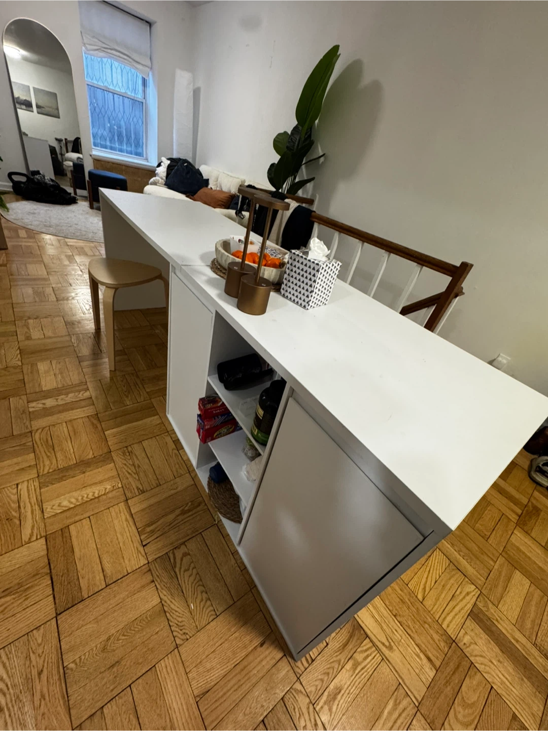 ECACAD 82.7" White Kitchen Island with Storage - photo 3
